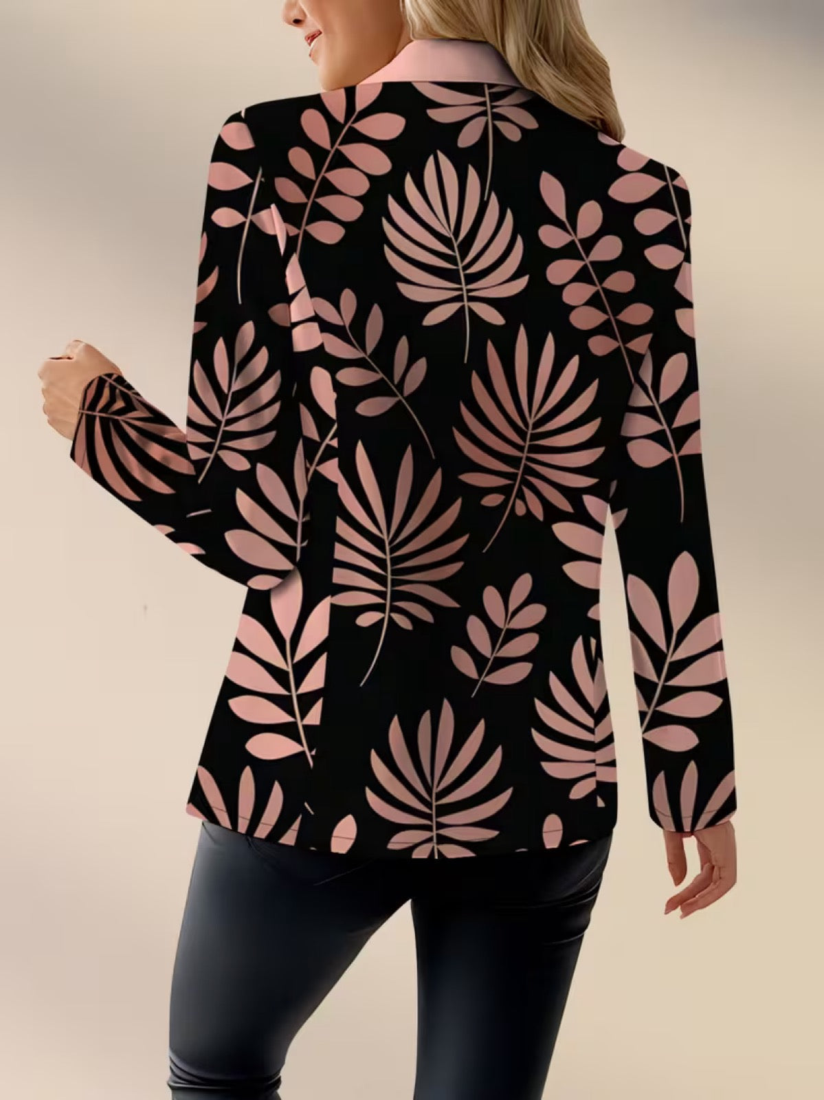 Printed tailored blazer in Pink Leaf