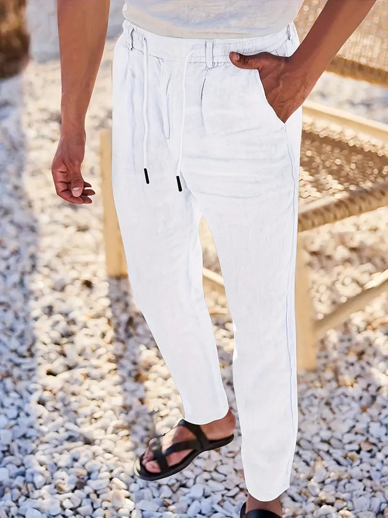 ASHMORE LANE | Wide-Leg Linen Drawstring Trousers