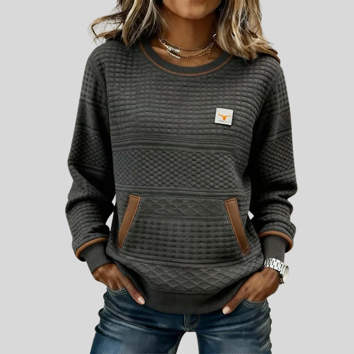 Sadie | Textured Colorblock Sweatshirt