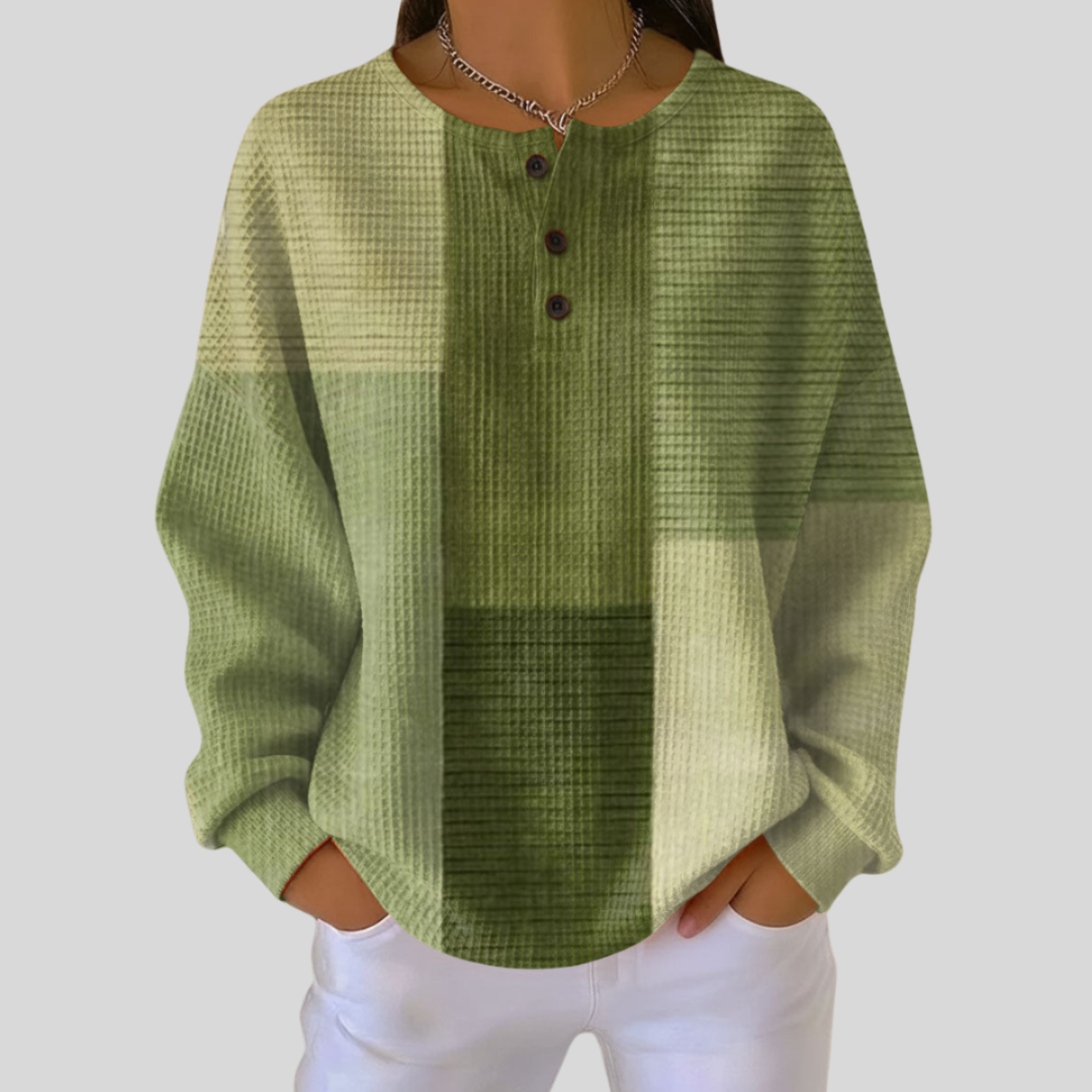 Elspeth | Waffle-Textured Henley Top