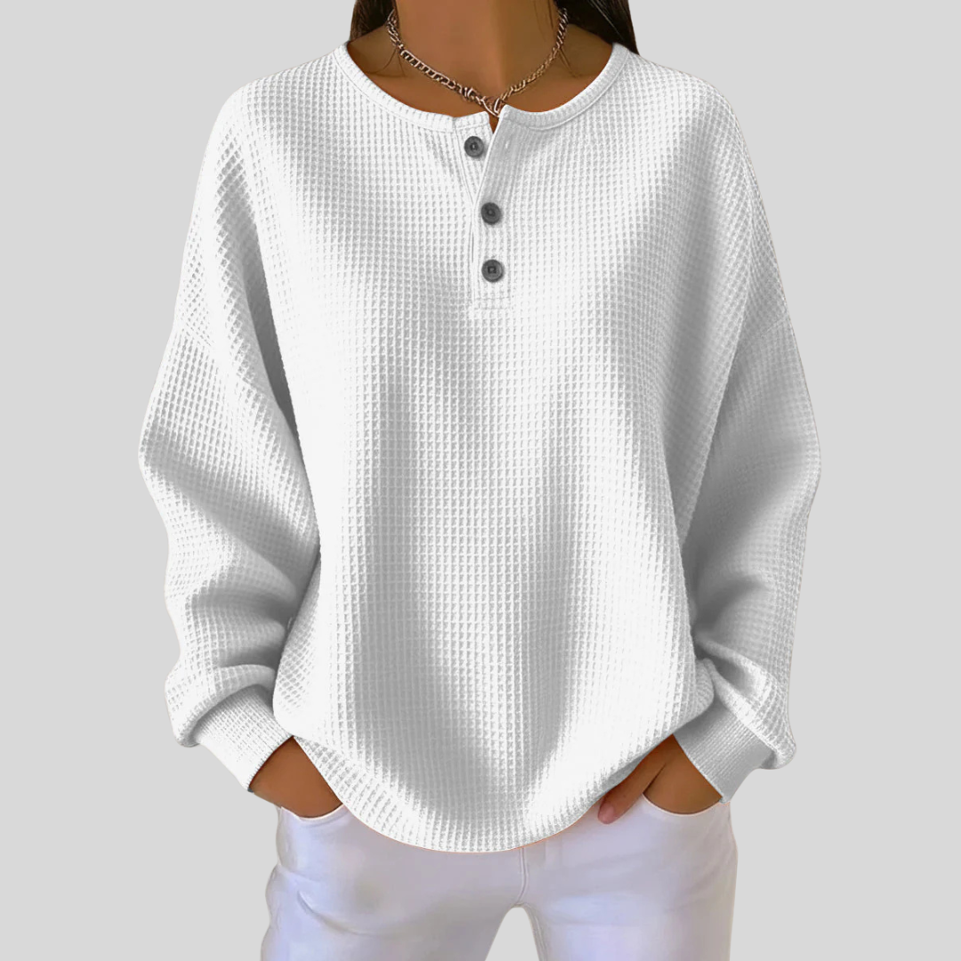 Ruth | Relaxed Waffle-Knit Henley Top
