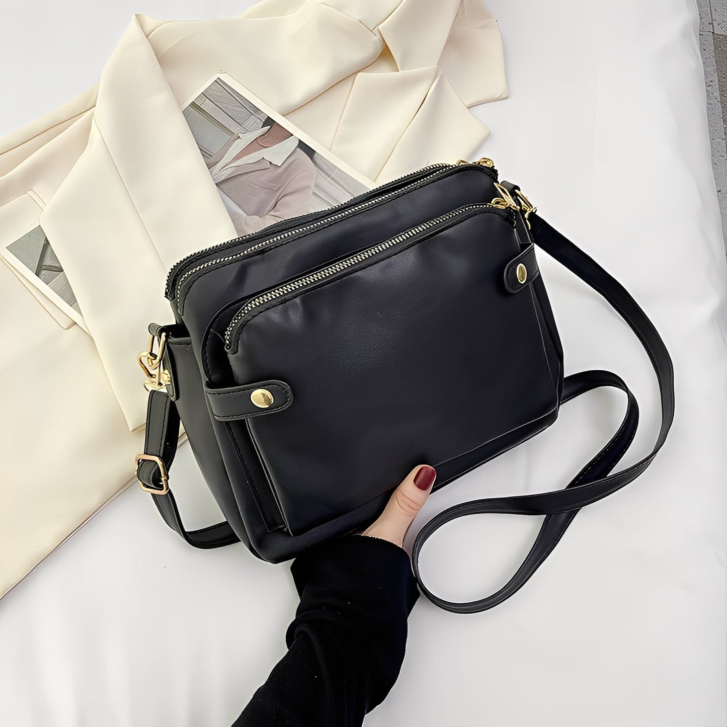 ASHMORE LANE | Michaela Classic Leather Shoulder Bag