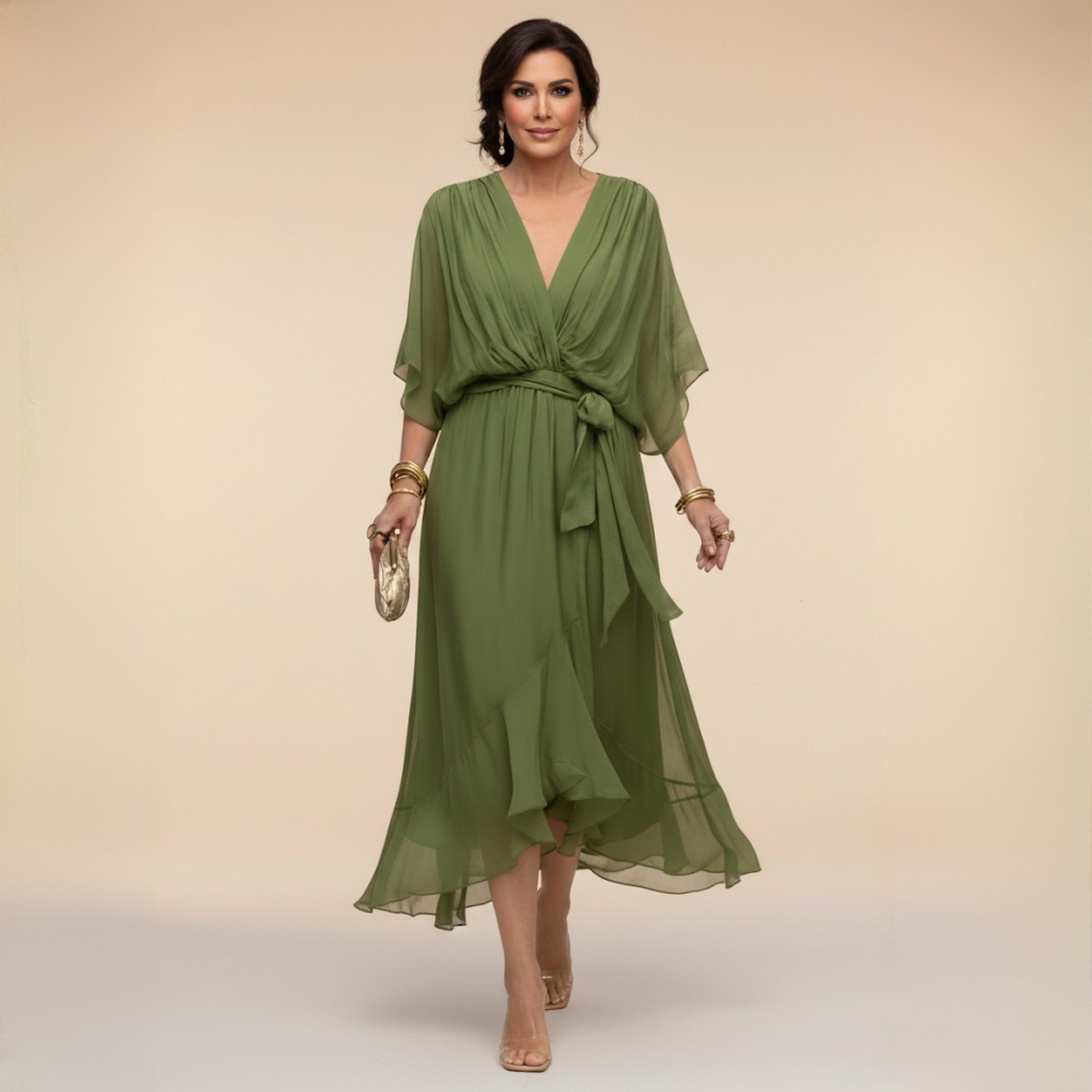 ASHMORE LANE | V-Neck Chiffon Dress