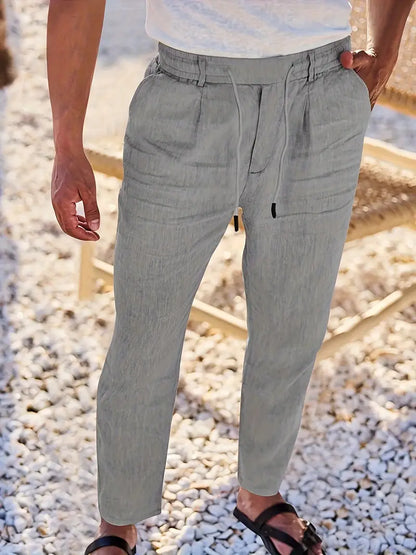 ASHMORE LANE | Wide-Leg Linen Drawstring Trousers