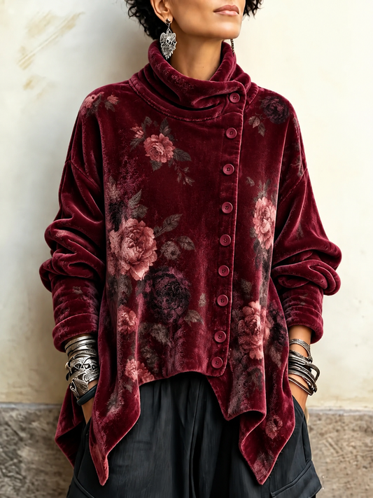 Domenica™ | Floral Cowl Neck Tunic Top