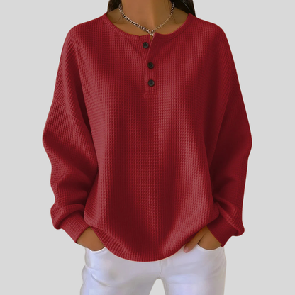 Ruth | Relaxed Waffle-Knit Henley Top