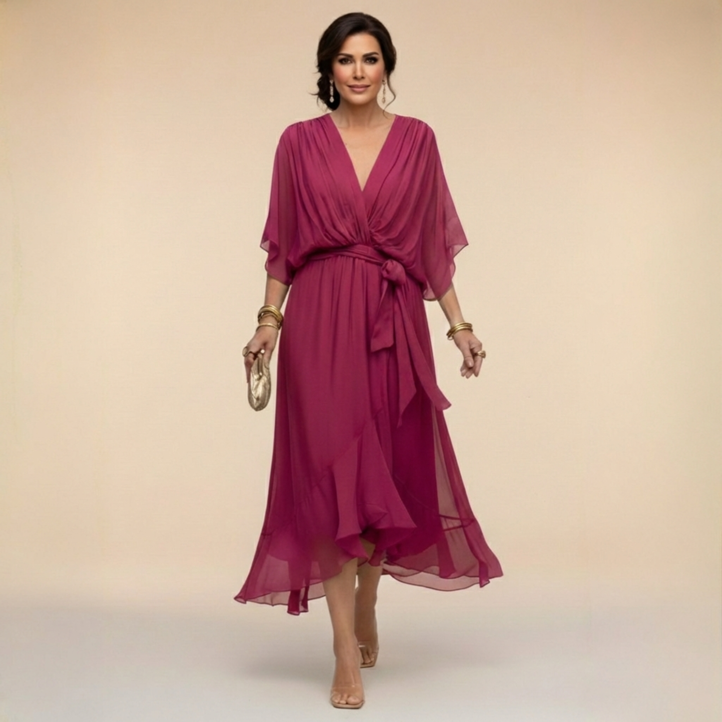 ASHMORE LANE | V-Neck Chiffon Dress