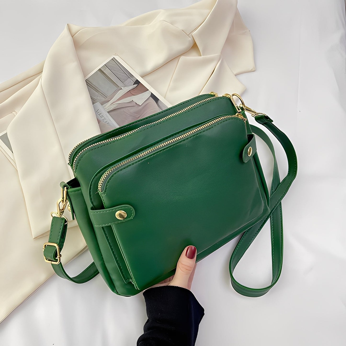 ASHMORE LANE | Michaela Classic Leather Shoulder Bag