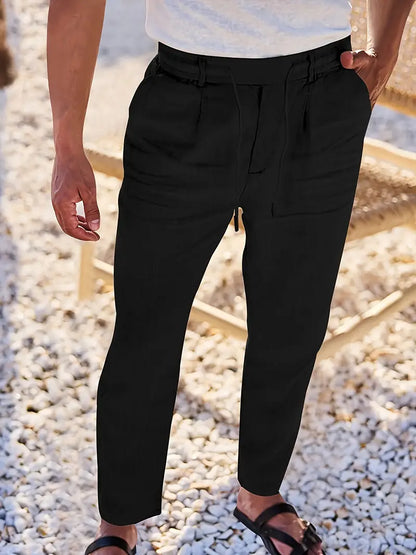 ASHMORE LANE | Wide-Leg Linen Drawstring Trousers