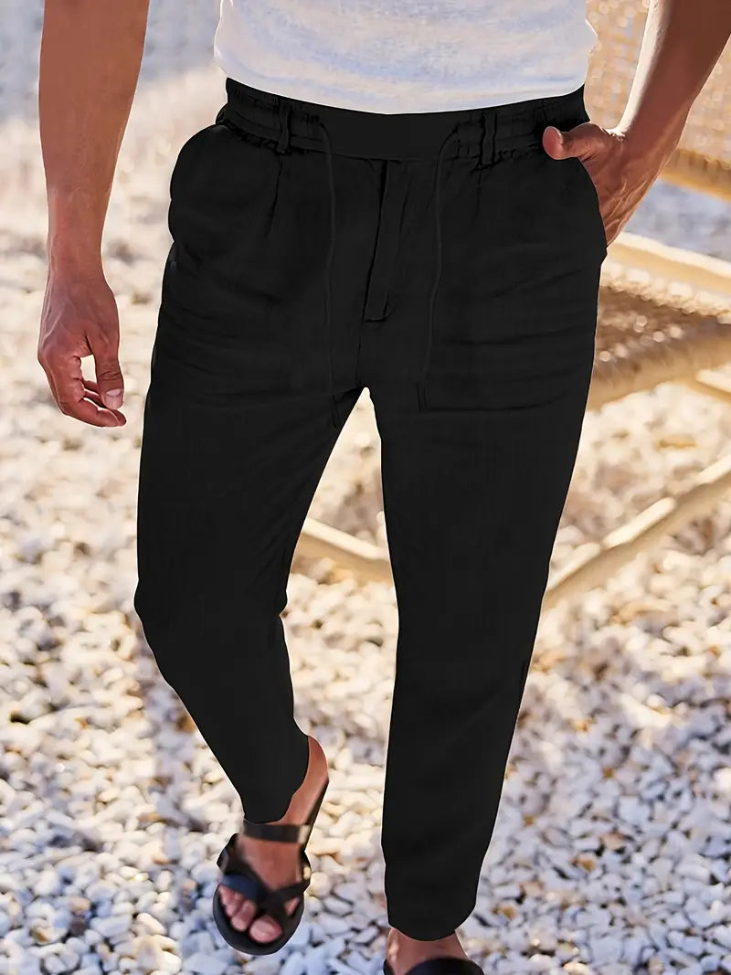 ASHMORE LANE | Wide-Leg Linen Drawstring Trousers