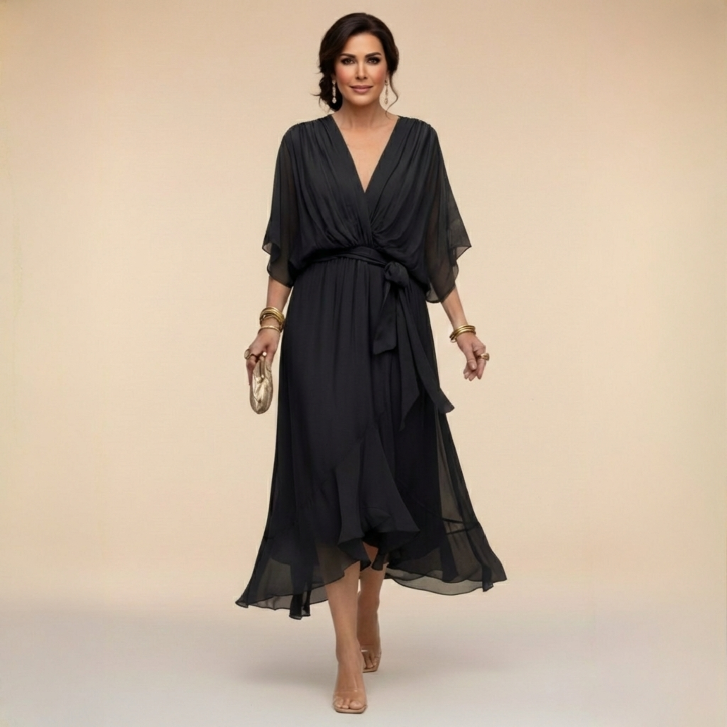 ASHMORE LANE | V-Neck Chiffon Dress