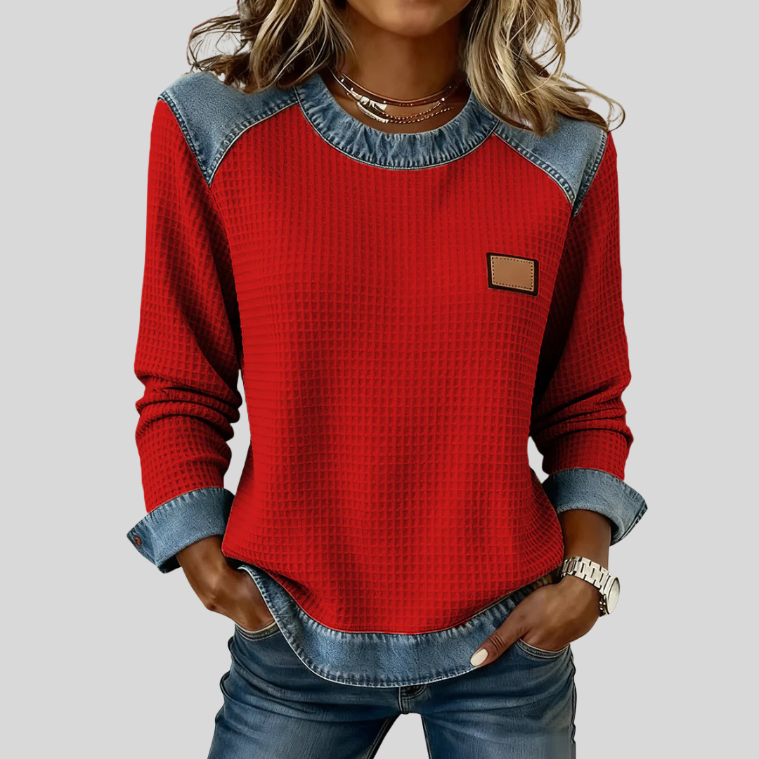Jessa | Textured Contrast-Trim Sweatshirt