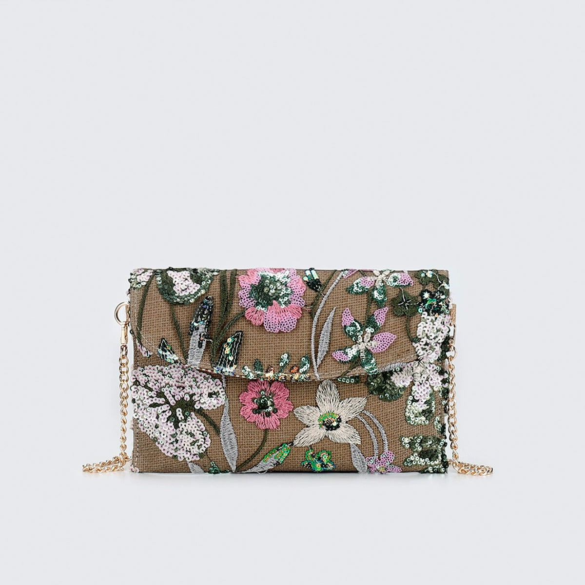 MEADOWBLOOM | BOTANICAL SEQUIN CLUTCH CROSSBODY BAG