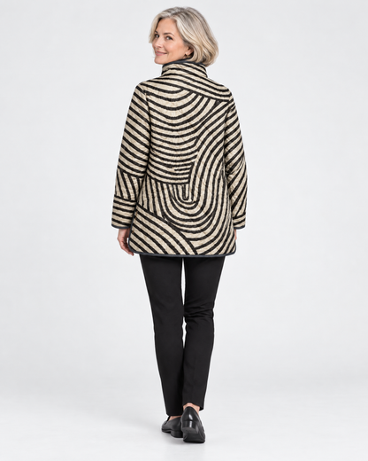 Inaya | Retro Hand-Drawn Circle Design Quilted Jacket