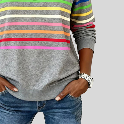 Tilly | Rainbow-Stripe Zip-Neck Sweatshirt