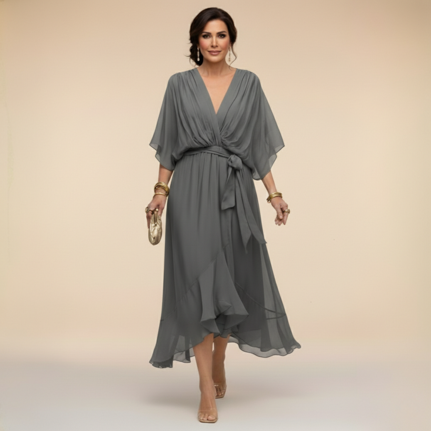 ASHMORE LANE | V-Neck Chiffon Dress