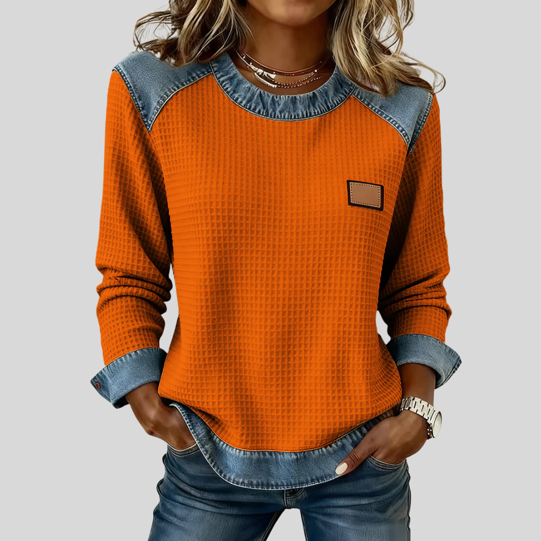 Jessa | Textured Contrast-Trim Sweatshirt