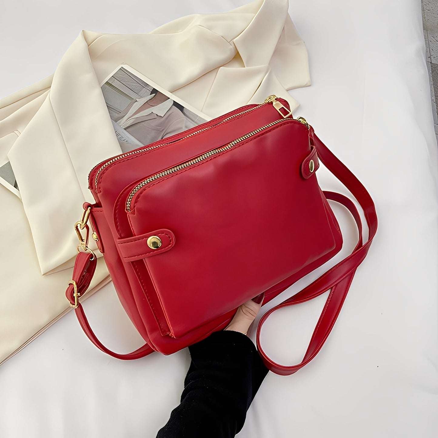 ASHMORE LANE | Michaela Classic Leather Shoulder Bag