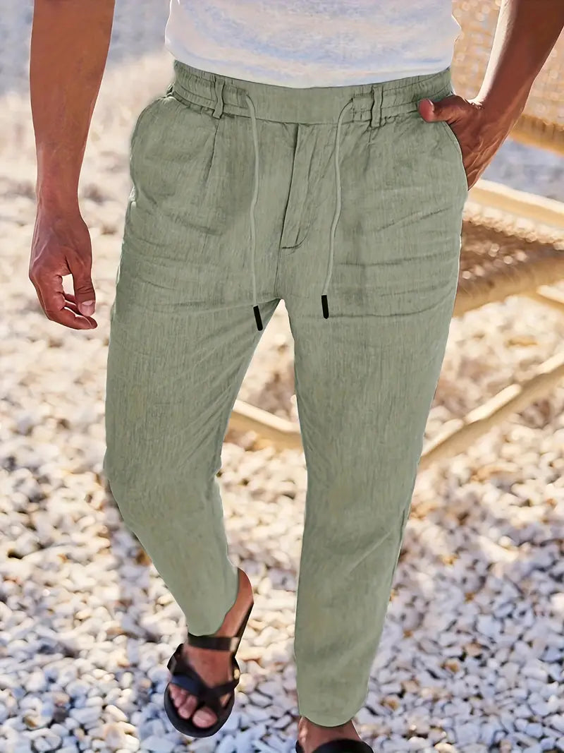 ASHMORE LANE | Wide-Leg Linen Drawstring Trousers