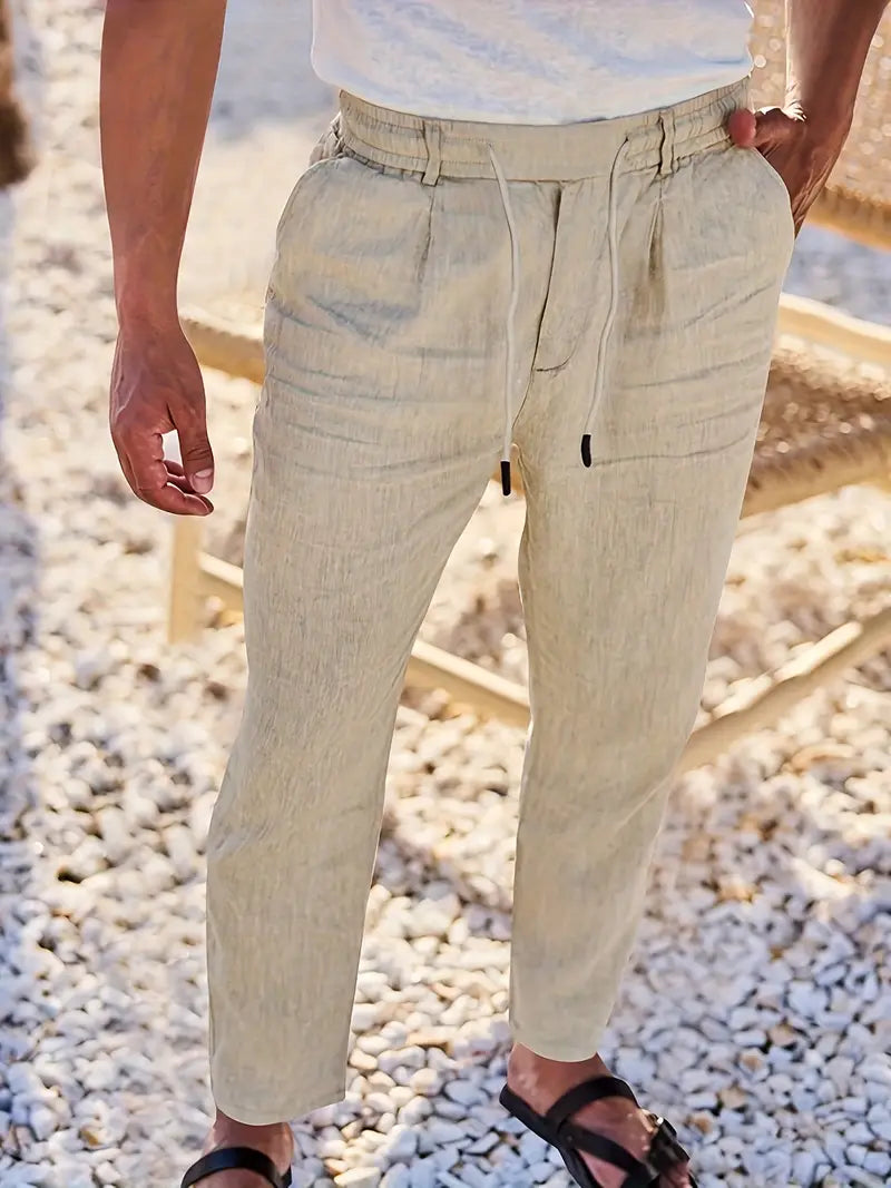 ASHMORE LANE | Wide-Leg Linen Drawstring Trousers