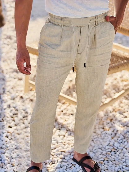 ASHMORE LANE | Wide-Leg Linen Drawstring Trousers