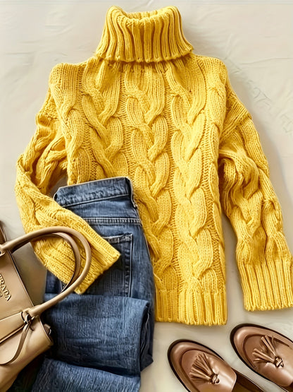Ellie™ | Cozy Cable Knit Turtleneck Sweater