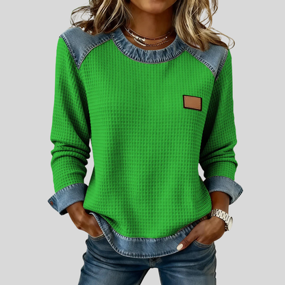 Jessa | Textured Contrast-Trim Sweatshirt
