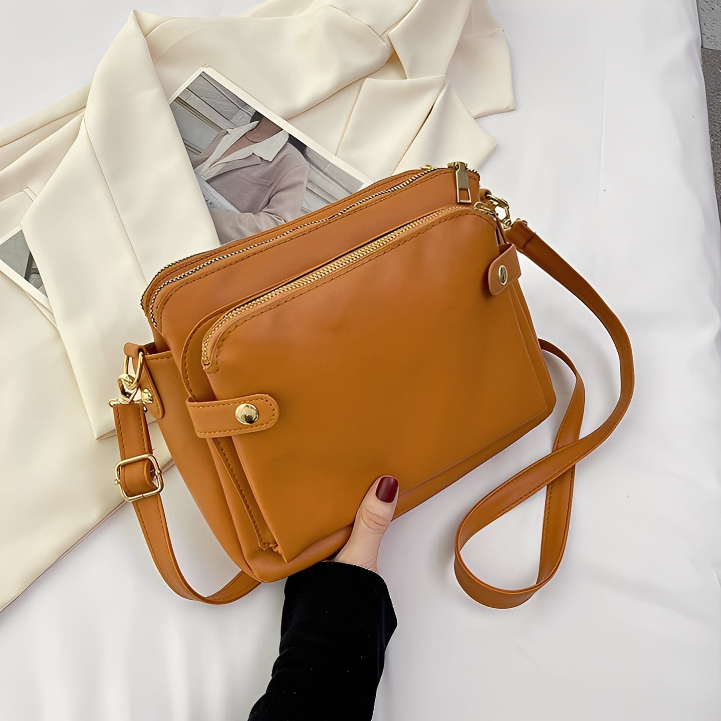 ASHMORE LANE | Michaela Classic Leather Shoulder Bag