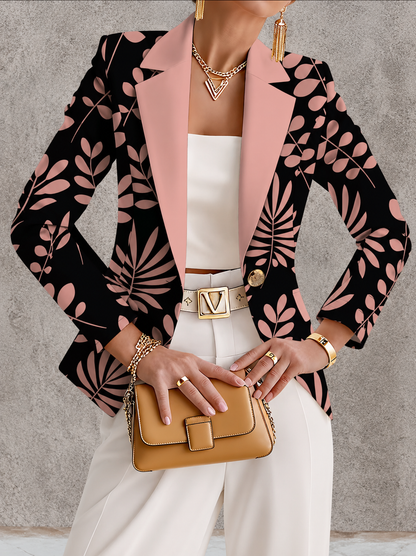 Printed tailored blazer in Pink Leaf