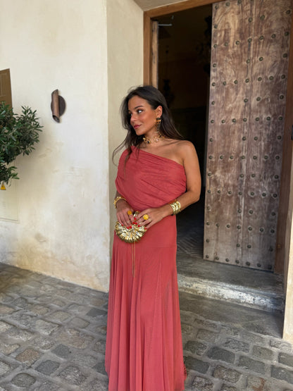 Toledo Tulle Maxi Dress in Clay