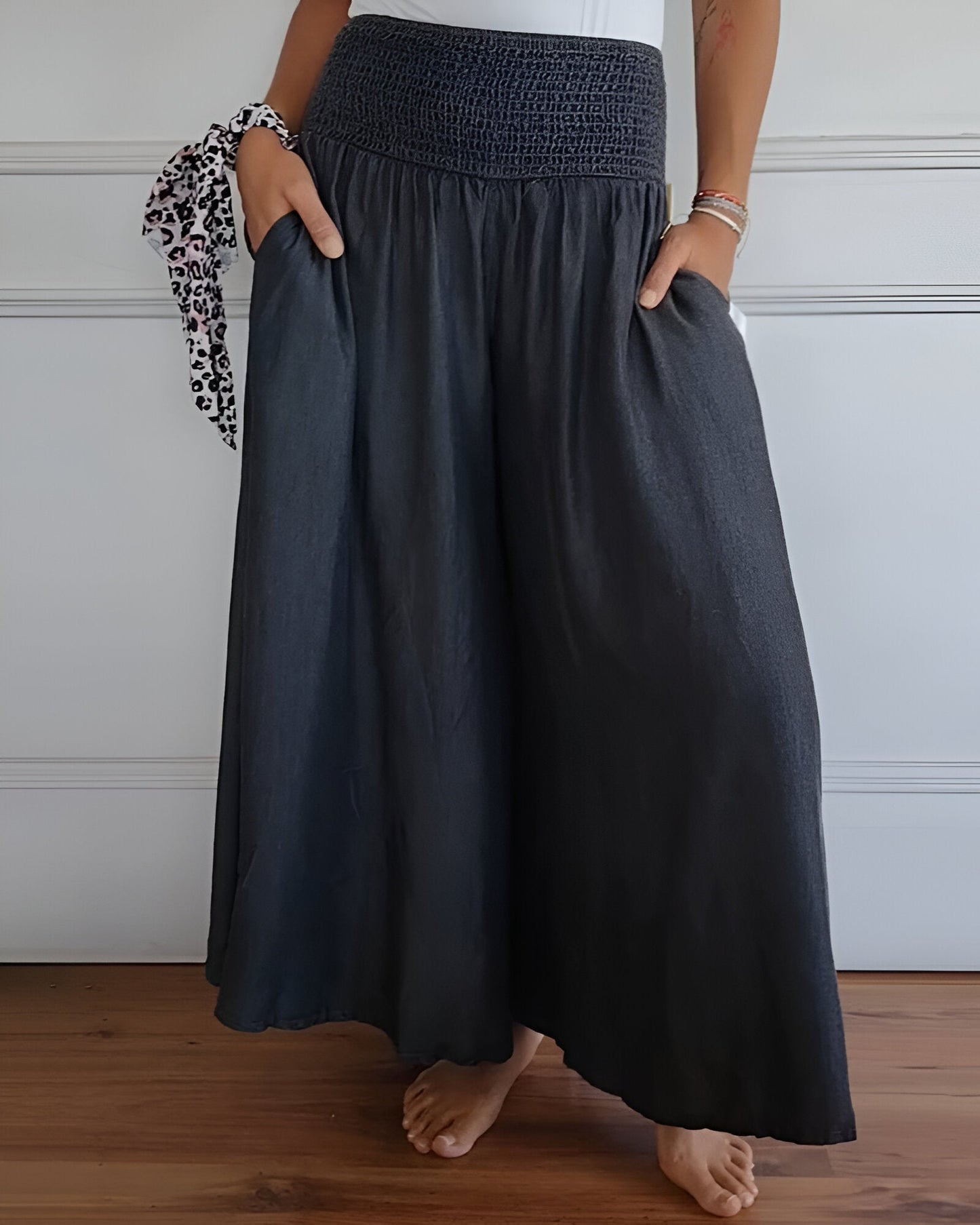 ASHMORE LANE | Smocked-Waist Wide Trousers