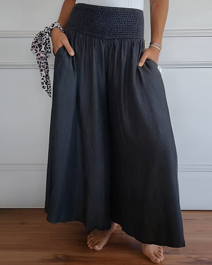 ASHMORE LANE | Smocked-Waist Wide Trousers