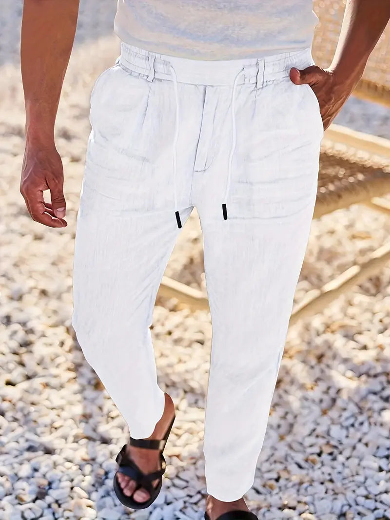 ASHMORE LANE | Wide-Leg Linen Drawstring Trousers