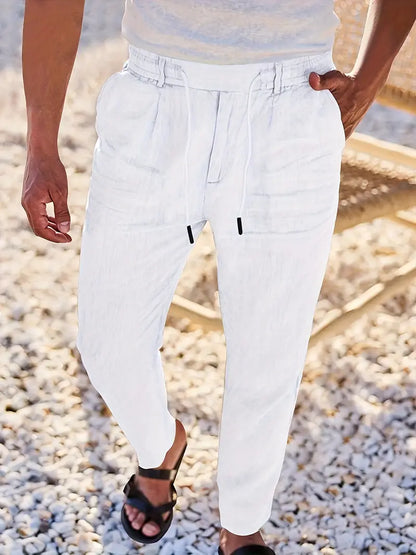 ASHMORE LANE | Wide-Leg Linen Drawstring Trousers