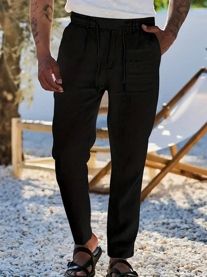 ASHMORE LANE | Wide-Leg Linen Drawstring Trousers