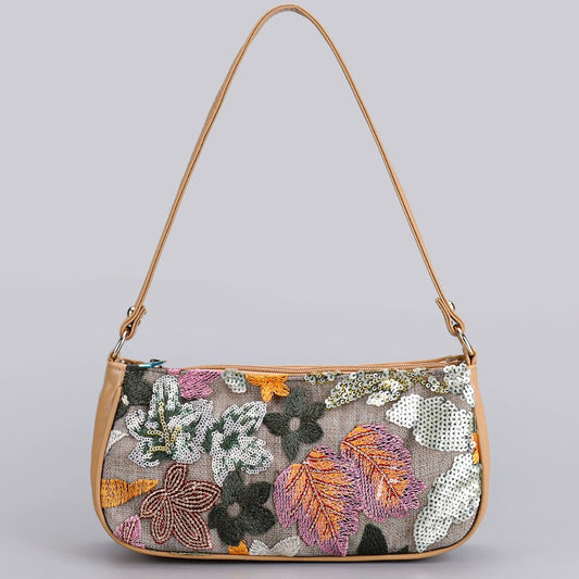 AUTUMNMEADOW | FLORAL SEQUIN SHOULDER BAG