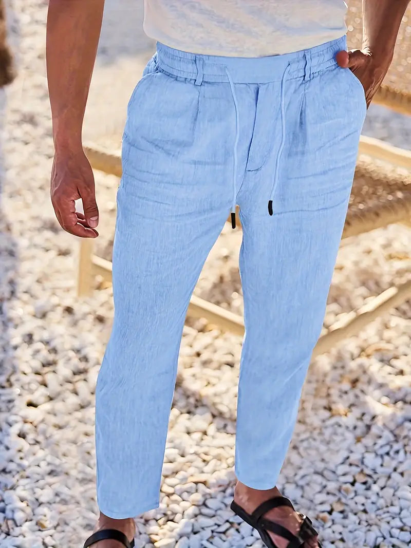 ASHMORE LANE | Wide-Leg Linen Drawstring Trousers