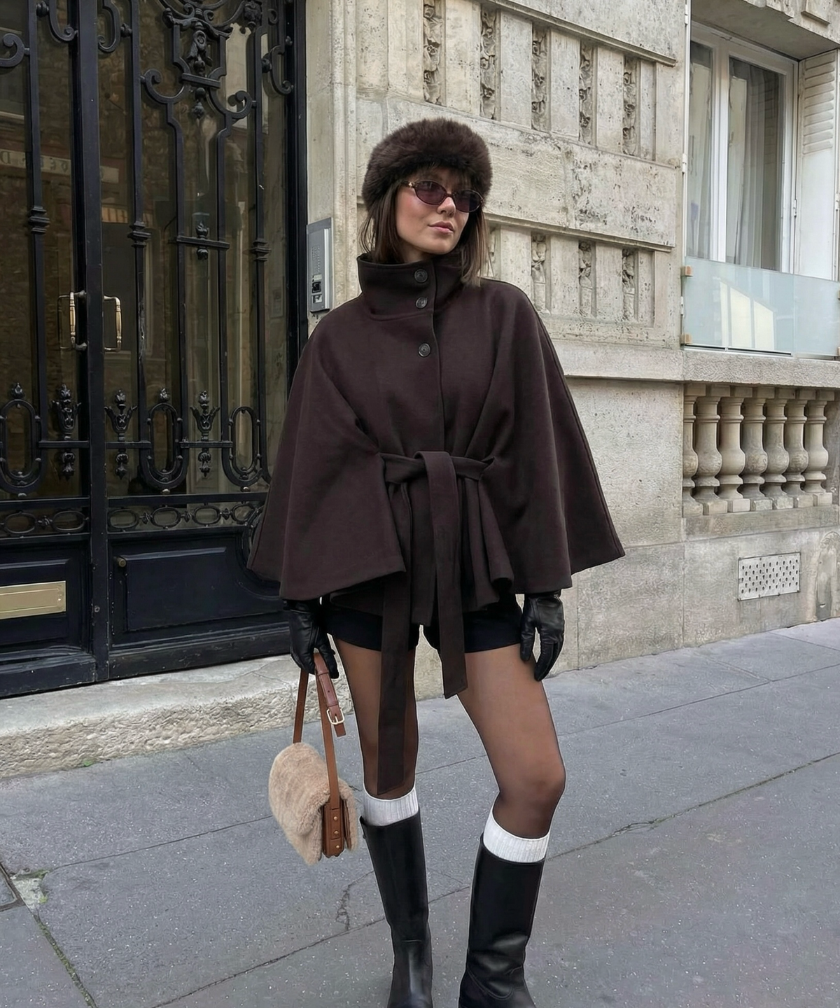 The Chelsea Cape in brown