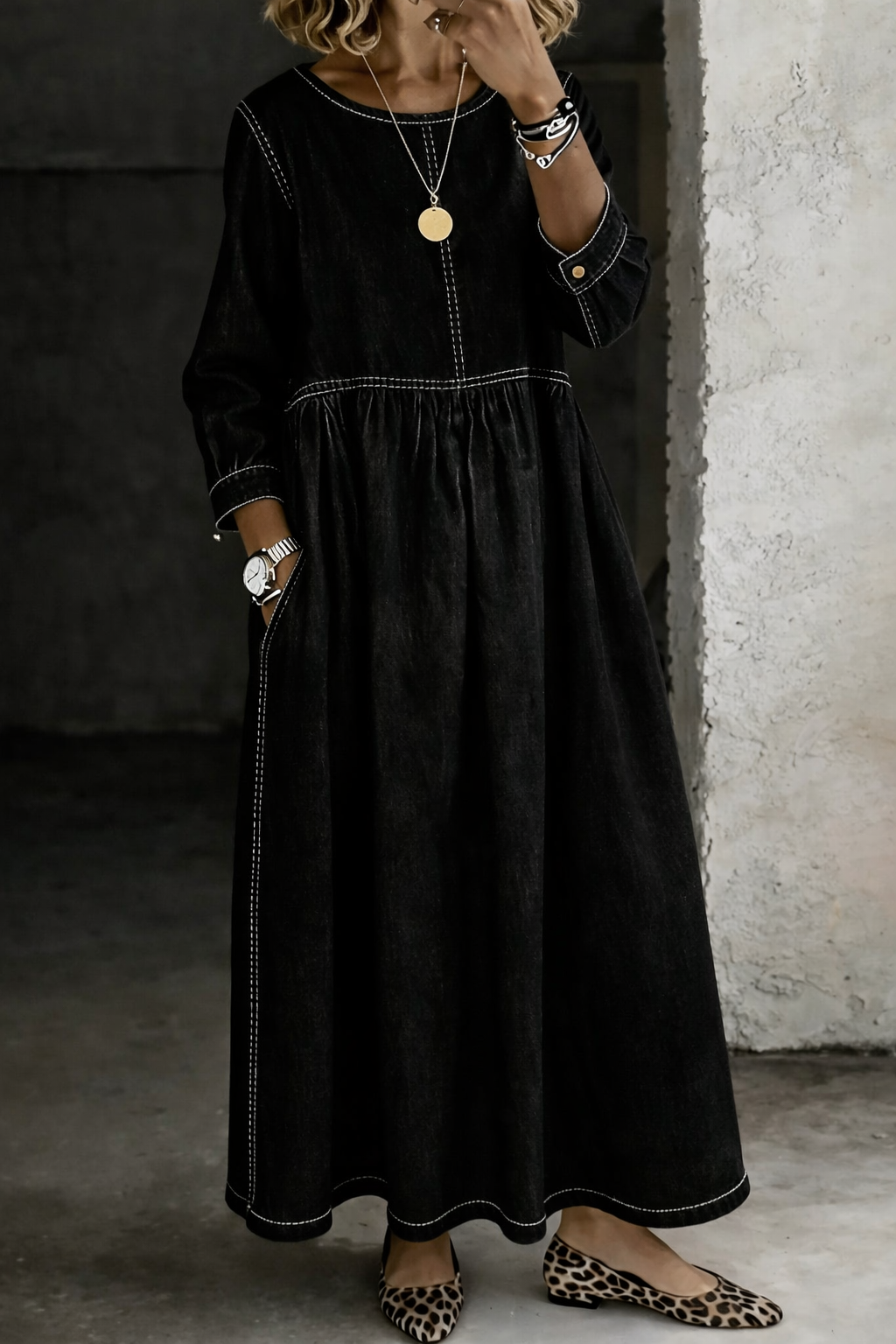 Zephyrelle - Vintage Denim Maxi Dress