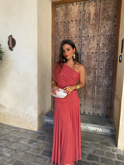 Toledo Tulle Maxi Dress in Clay