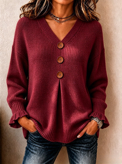 DELACROIX | Pull Col V Boutonné Marie