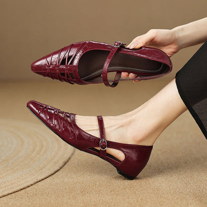 Quenby | Pointed Lattice-Cut Mary Jane Flat