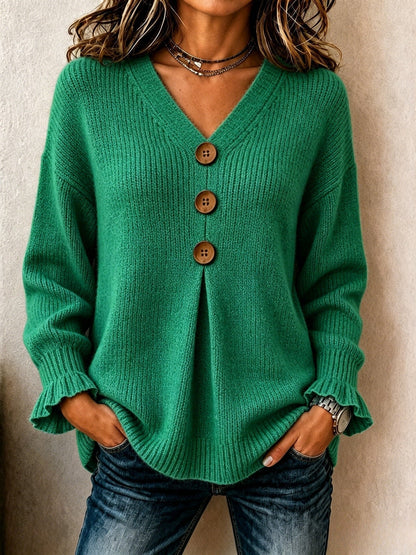 DELACROIX | Pull Col V Boutonné Marie
