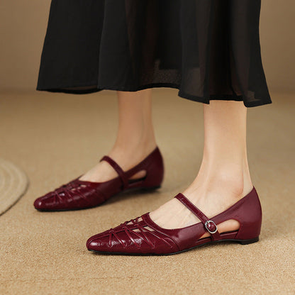 Quenby | Pointed Lattice-Cut Mary Jane Flat
