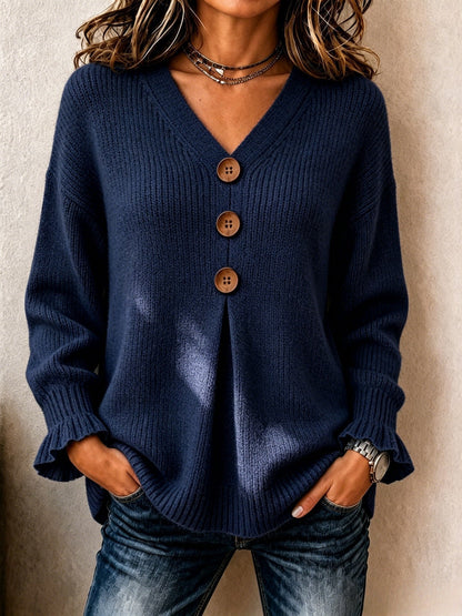 DELACROIX | Pull Col V Boutonné Marie