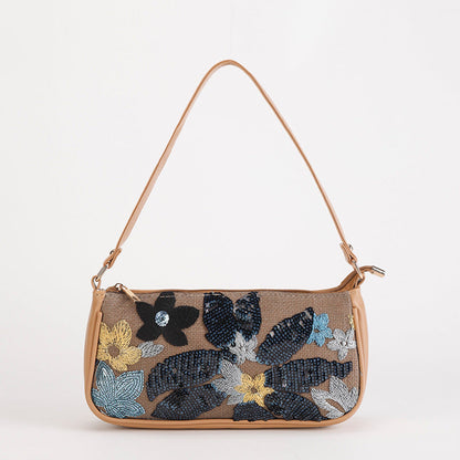 <font dir="auto" style="vertical-align: inherit;"><font dir="auto" style="vertical-align: inherit;">Sequined Embroidered Flower Shoulder Bag, New Cross-Border Style, Embroidered Floral Accessories, Underarm Bag, Crossbody Bag, Spring/Summer Women's Bag</f