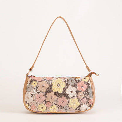 <font dir="auto" style="vertical-align: inherit;"><font dir="auto" style="vertical-align: inherit;">Sequined Embroidered Flower Shoulder Bag, New Cross-Border Style, Embroidered Floral Accessories, Underarm Bag, Crossbody Bag, Spring/Summer Women's Bag</f