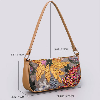 <font dir="auto" style="vertical-align: inherit;"><font dir="auto" style="vertical-align: inherit;">Sequined Embroidered Flower Shoulder Bag, New Cross-Border Style, Embroidered Floral Accessories, Underarm Bag, Crossbody Bag, Spring/Summer Women's Bag</f