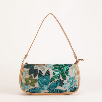 <font dir="auto" style="vertical-align: inherit;"><font dir="auto" style="vertical-align: inherit;">Sequined Embroidered Flower Shoulder Bag, New Cross-Border Style, Embroidered Floral Accessories, Underarm Bag, Crossbody Bag, Spring/Summer Women's Bag</f