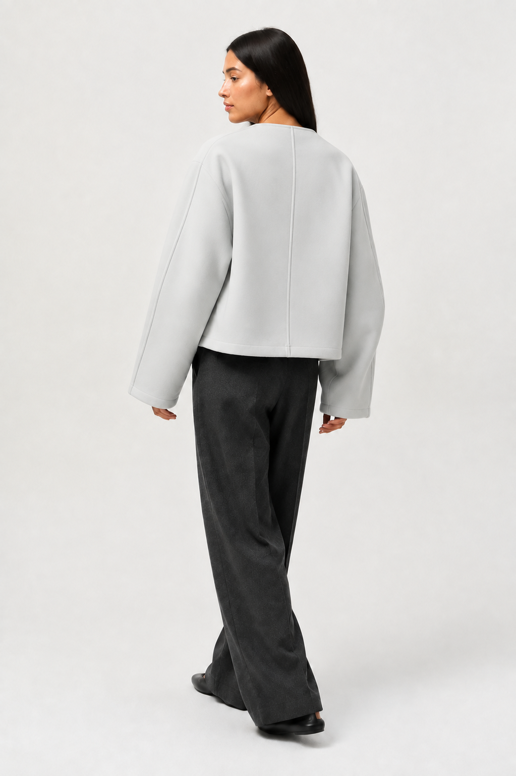 Winslow Cropped Shawl Coat in Ivory